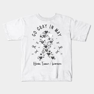 Go Gray In May Gray Awareness Ribbon (Brain Tumor/Cancer) Kids T-Shirt